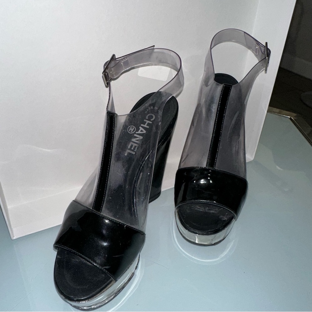 Chanel Women's Black Transparent Heels